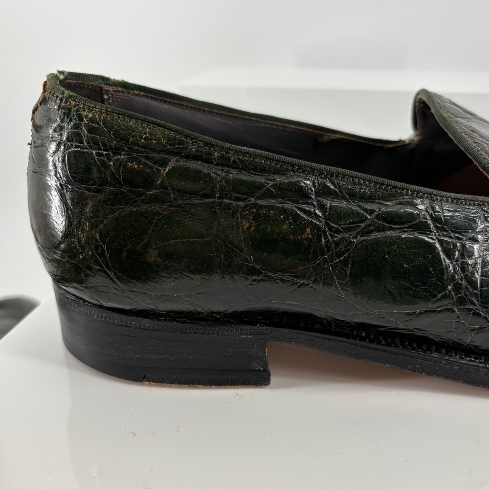Vintage FootJoy Genuine Alligator Crocodile Loafer Green Exotic Leather Men 10.5 - Picture 11 of 16